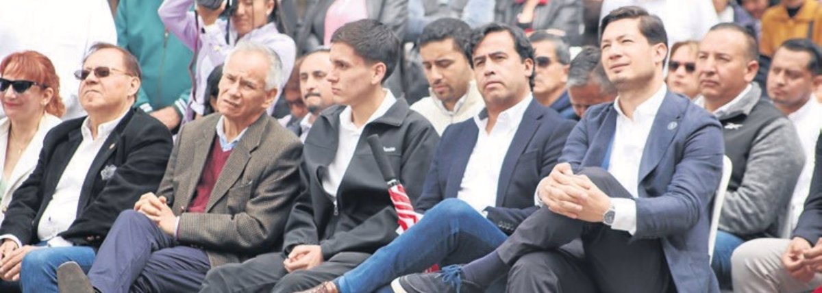 Exalcaldes, Geomar Duque y Hernando Vargas, de bajo perfil; su hijo y los ex alcaldes, Machuca y Bernal.