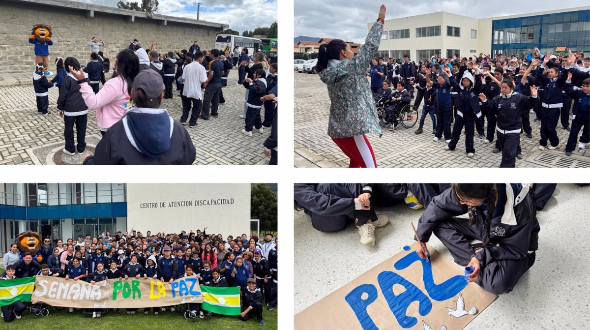 La actividad física, matizada con música, sirvió para lanzar un clamor por la paz y estrechar los lazos de convivencia entre la comunidad, que participó sin distingo en la jornada realizada en el Centro de Atención Discapacidad. Foto: Oficina de prensa Alcaldía Cajicá.