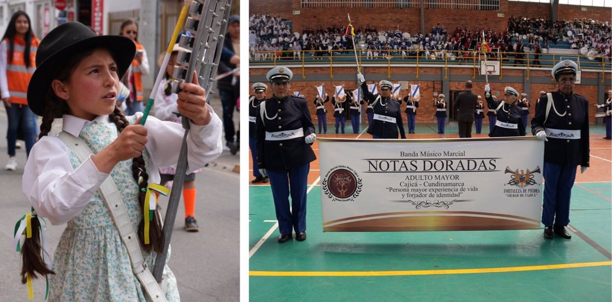 El festival de este año se convirtió en un espectáculo colorido y alegre que convocó a los cajiqueñosa participar en el desfile por las principales calles y a apreciar los nuevos talentos que
hacen parte de las bandas músico marcial del municipio. Foto: Oficina de prensa Alcaldía Cajicá.