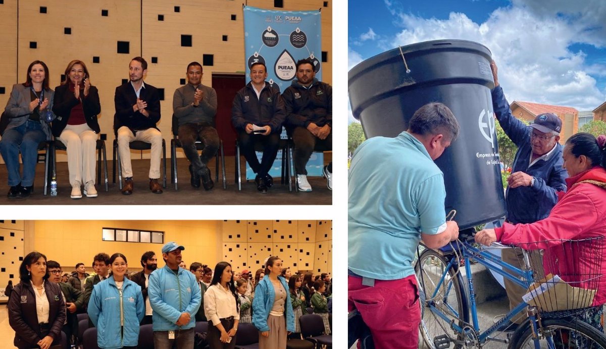 La administración Jácome entregó a través de la EPC kits para la reutilización del agua, tanques de almacenamiento de agua potable y equipos para el aprovechamiento de las aguas lluvia. Foto: Ofi cina de prensa Alcaldía Cajicá.