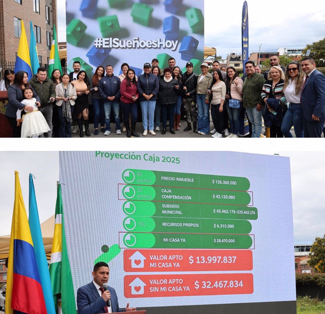 Las familias beneficiadas recibieron de manos de la alcaldesa Fabiola Jácome las llaves de sus apartamentos en un acto público realizado en el conjunto ‘Rosales’ con asistencia de funcionarios de la administración municipal, entre ellos, el director de Insvivienda, Armando Cajamarca, (abajo) y de la Gobernación de Cundinamarca. Foto: Oficina de prensa Alcaldía Cajicá.